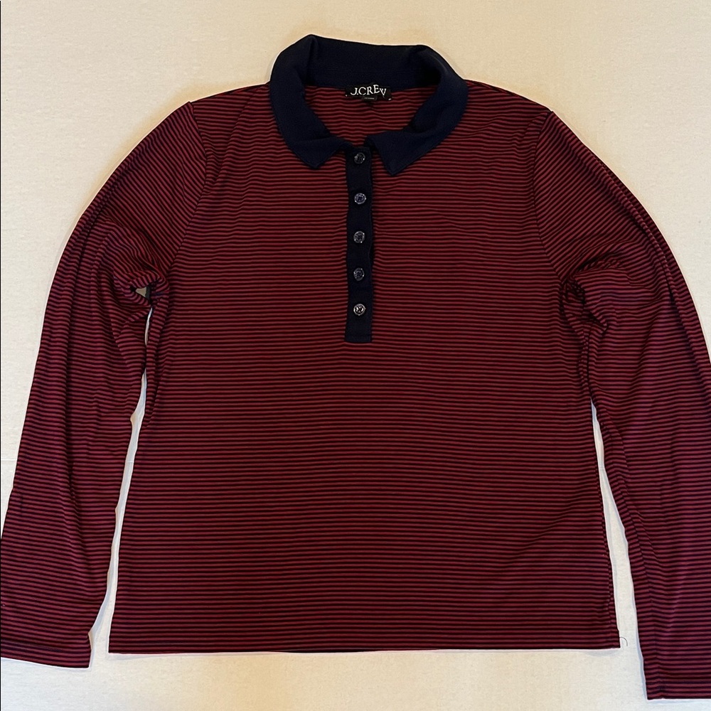 J. Crew Red  and Black Striped Polo